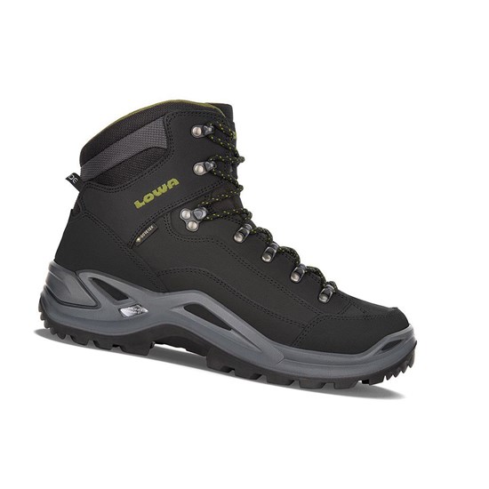 Botas Montaña Lowa Renegade GTX Mid Hombre Negros Verde Oliva | ZLHMY4285