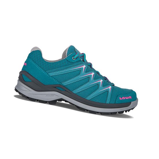 Tenis Para Caminar Lowa Innox Pro GTX LO WS Mujer Turquesa Rosas | INCVE6157